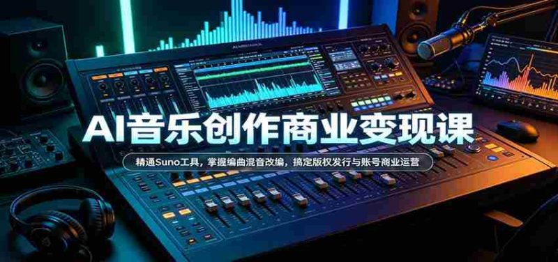 解码AI音乐创作财富密码:Suno工具精通,编曲混音技艺升级,轻松驾驭版权发行与社交媒体商业攻略-有道网创