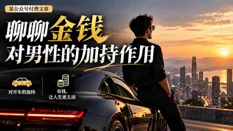 【无水印】某公众号付费文章：聊聊金钱对男性的加持作用-有道网创