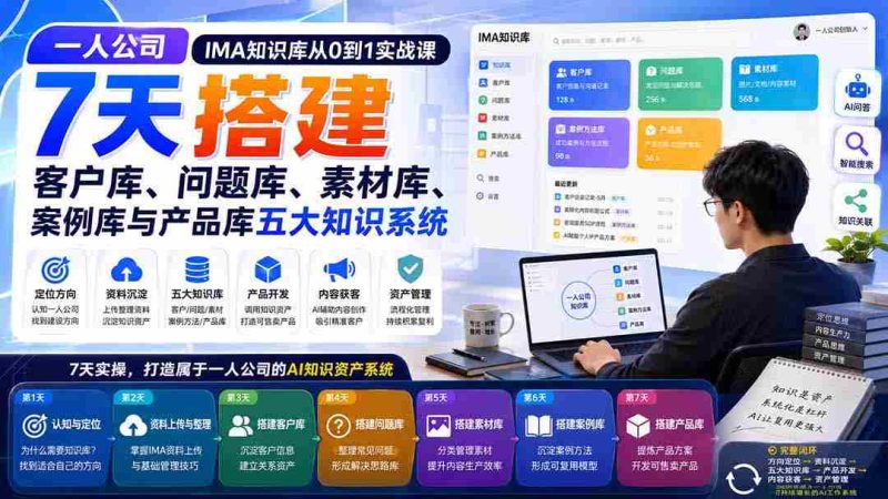 （20191期）一人公司IMA知识库从0到1实战课：7天搭建客户库、问题库、素材库、案例库与产品库五大知识系统-有道网创