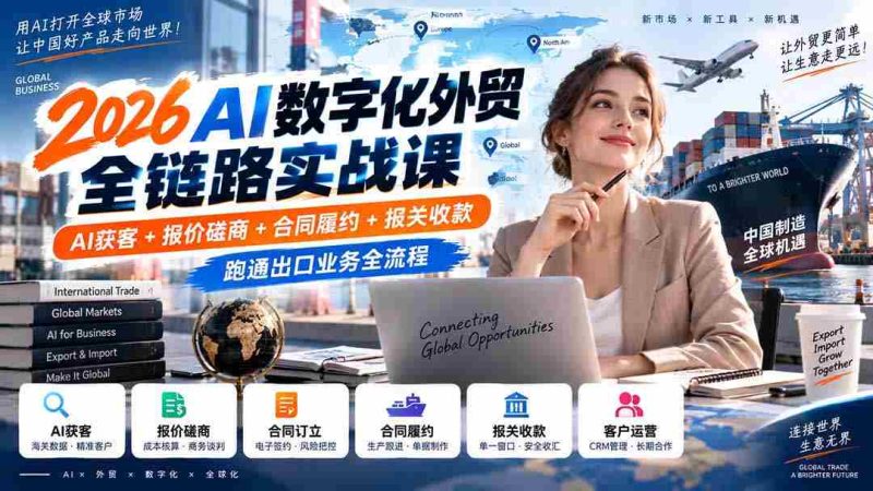 2026AI赋能外贸数字化实操培训:从AI获客到报关收款,一网打尽出口业务全环节-有道网创