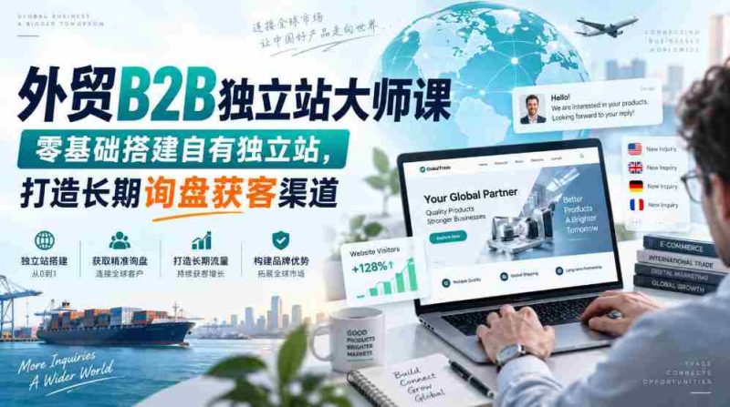 外贸B2B站点搭建高手班,从零起步创建个人独立平台,构建持久询盘客户来源之道-有道网创