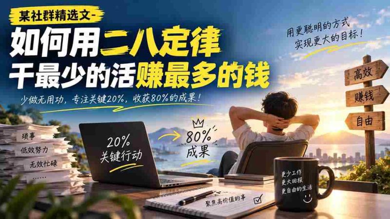 某社群精选文-如何用二八定律干最少的活赚最多的钱-有道网创