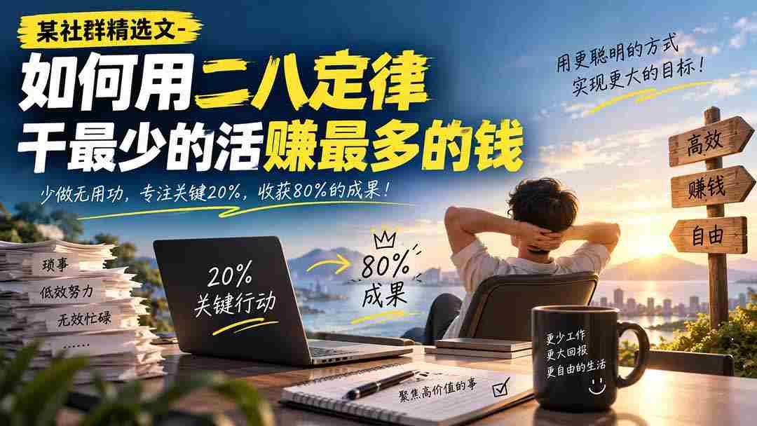 某社群精选文-如何用二八定律干最少的活赚最多的钱-有道网创