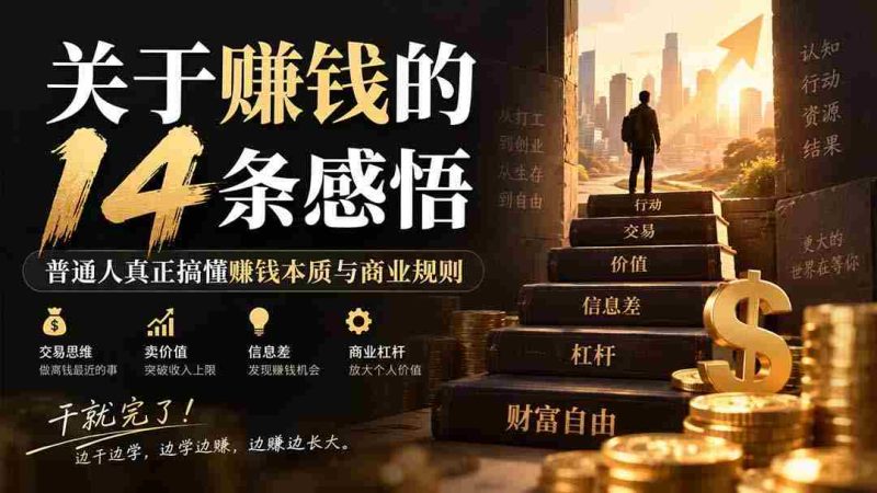 付费文章：关于賺钱的14条感悟关于赚钱的14条感悟：普通人真正搞懂赚钱本质与商业规则-有道网创