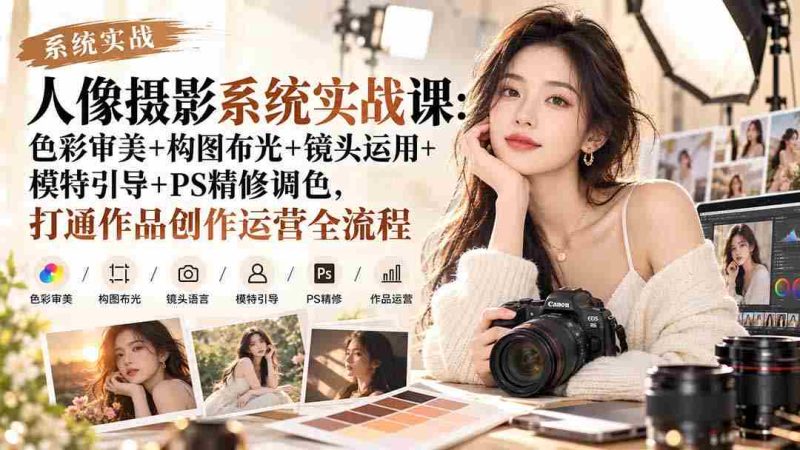 解锁人像摄影秘籍:从色彩美学到后期处理,全方位实战课程,助你创作运营一臂之力-有道网创