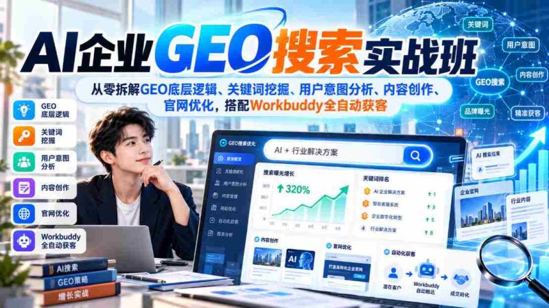 解码GEO搜索精髓:AI实战培训全面解析关键词、用户需求与内容策略,Workbuddy助力高效获客-有道网创