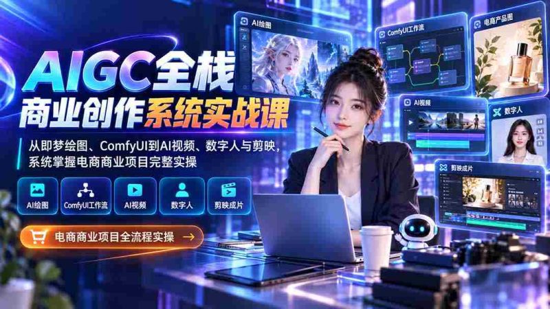 (20342期)AIGC全栈商业创作系统实战课:从即梦绘图、ComfyUI到AI视频、数字人与剪映,系统掌握电商商业项目完整实操-有道网创