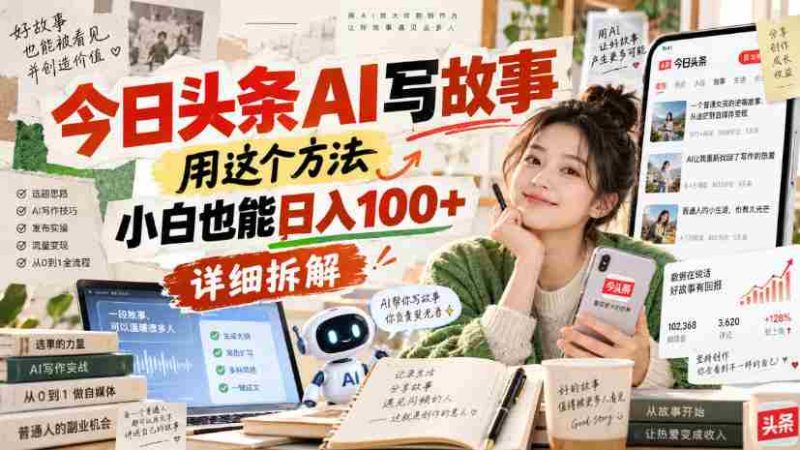 今日头条AI写故事,用这个方法,小白也能日入100+,详细拆解-有道网创