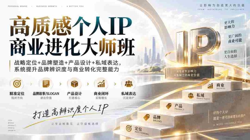 (20324期)高质感个人IP商业进化大师班:战略定位+品牌塑造+产品设计+私域表达,系统提升品牌辨识度与商业转化完整能力-有道网创