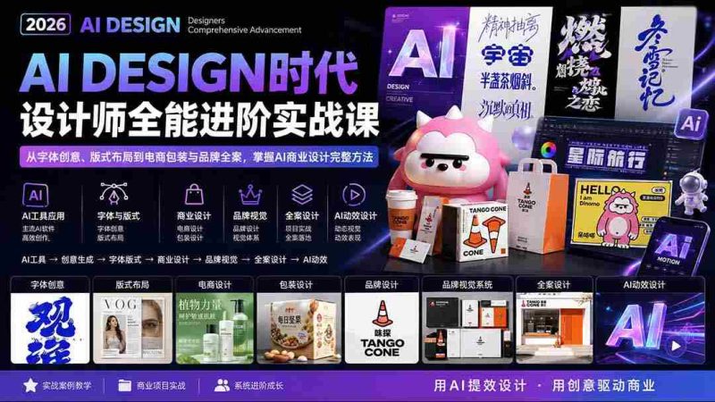 (20195期)2026AI DESIGN时代设计师全能进阶实战课:从字体创意、版式布局到电商包装与品牌全案,掌握AI商业设计完整方法-有道网创