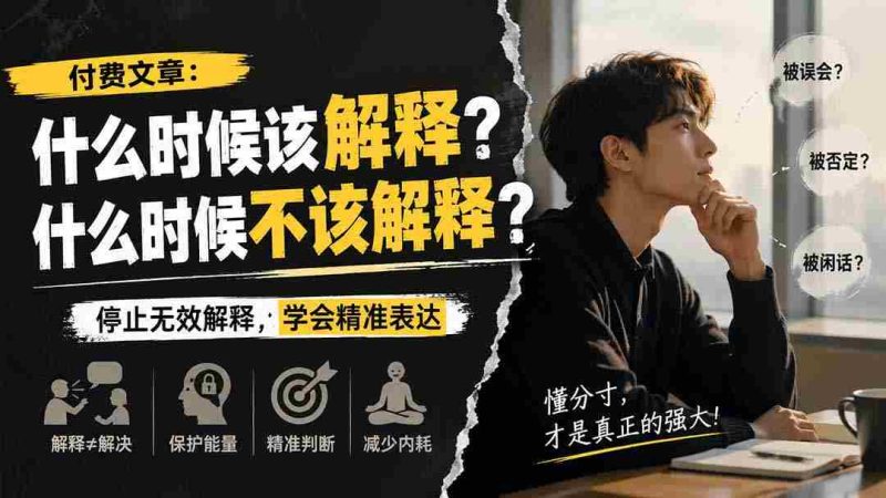 （20223期）付费文章：什么时候该解释？什么时候不该解释？-有道网创