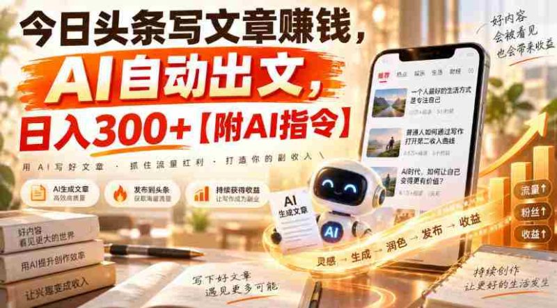 今日头条写文章賺钱,AI自动出文,日入300+【附AI指令】-有道网创