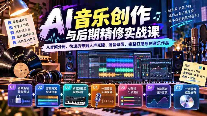 探索AI音乐创作技巧:音频处理、扒带速成、人声复制与母带混音,全方位打造独树一帜的原创乐章-有道网创
