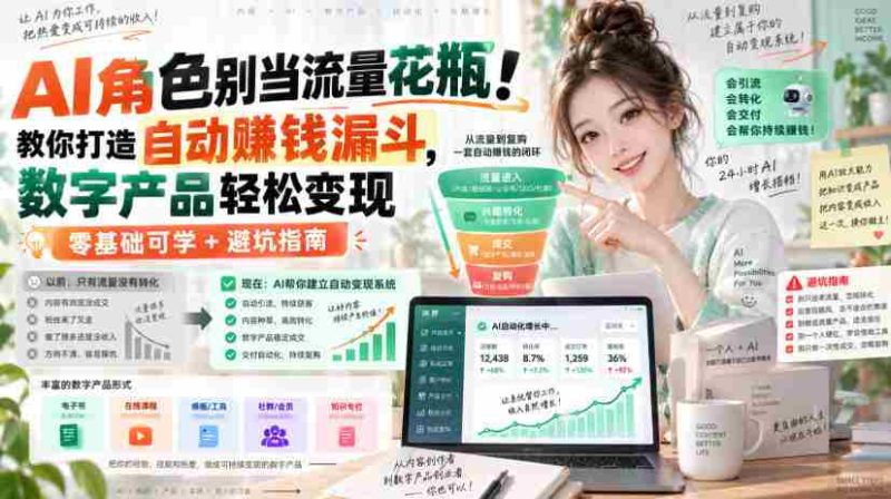 AI角色别当流量花瓶!教你打造自动賺钱漏斗,数字产品轻松变现(零基础可学+避坑指南)【原创双语字幕】-有道网创