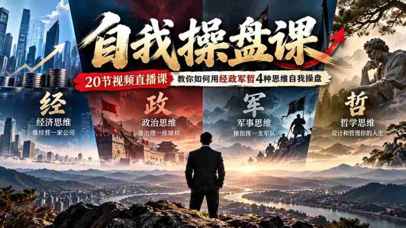 独家发布】20堂实操直播课,教你运用经政军哲思维,轻松掌握自我操盘艺术(更新至0924)-有道网创