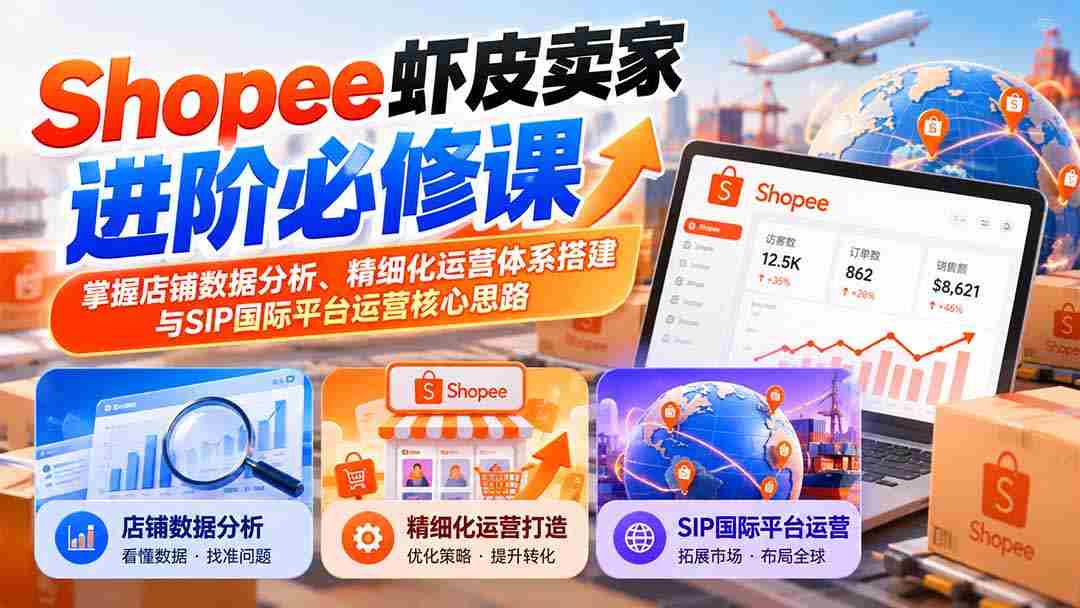 虾皮Shopee卖家提升攻略：精通店铺数据洞察、精细化管理构建与SIP国际版运营战略要领-有道网创