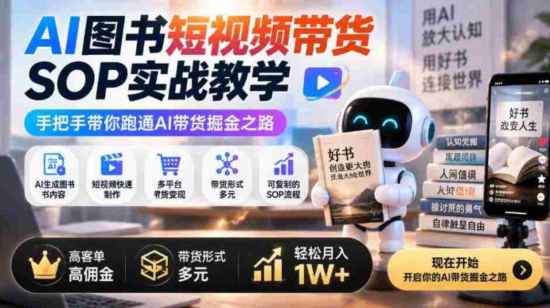 揭秘AI图书短视频带货攻略:全方位实操教程,助你轻松月入过万,多渠道高收益,一招掌握AI掘金秘籍-有道网创