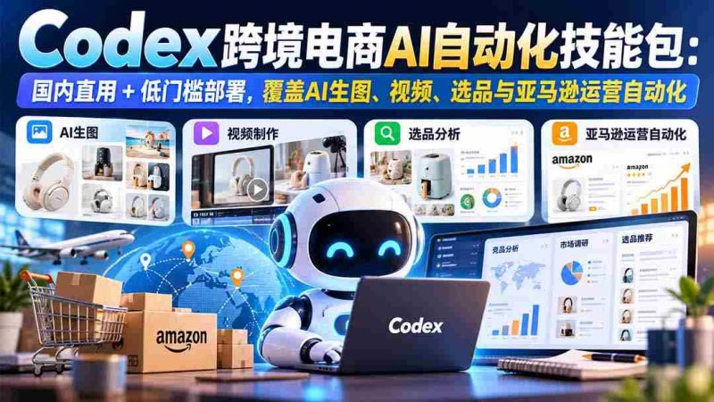 一键上手】Codex跨境电商智能工具箱:国内直连,轻松部署,AI绘图、视频、选品及亚马逊运营自动化全攻略-有道网创