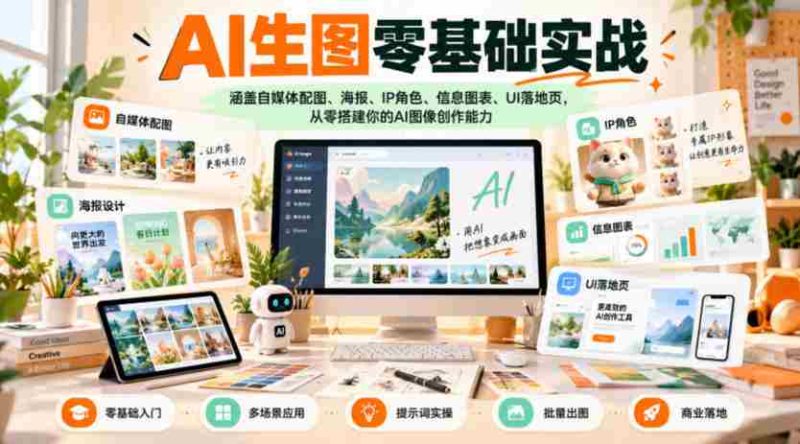 初学者轻松掌握AI生图,一站式打造自媒体配图、创意海报、角色设定、信息可视化及UI页面设计技能-有道网创