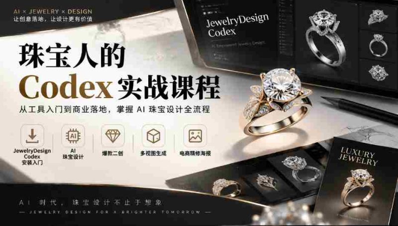 珠宝设计师的实战秘籍:从Codex安装到AI设计,爆款创意与多视角海报制作全攻略-有道网创