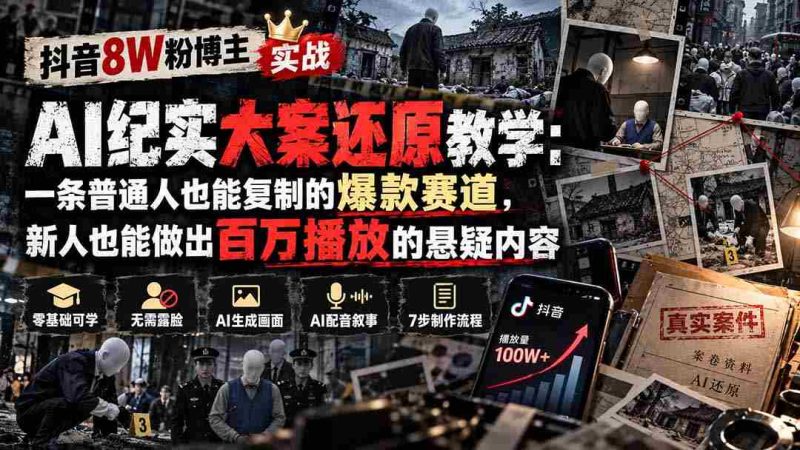 揭秘抖音8万粉丝博主AI纪实神作重现:揭秘一条新手可学的热门赛道,轻松打造百万观看的悬疑盛宴-有道网创