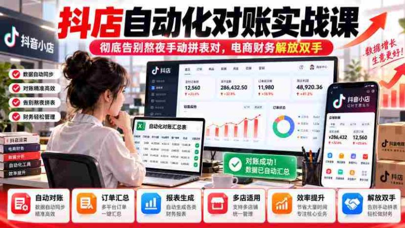 抖店自动核账实操指南,轻松摆脱繁琐手工对账,财务人员效率大提升-有道网创