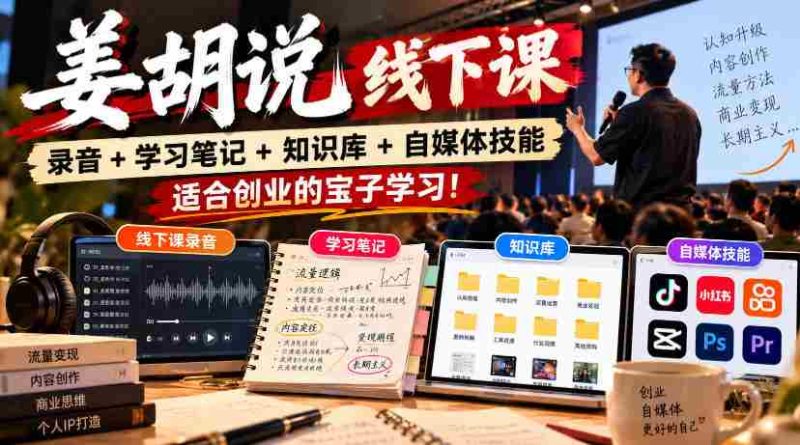 姜胡线下课程精华集锦:录音、笔记、知识库及自媒体技巧,助力创业新锐成长!-有道网创