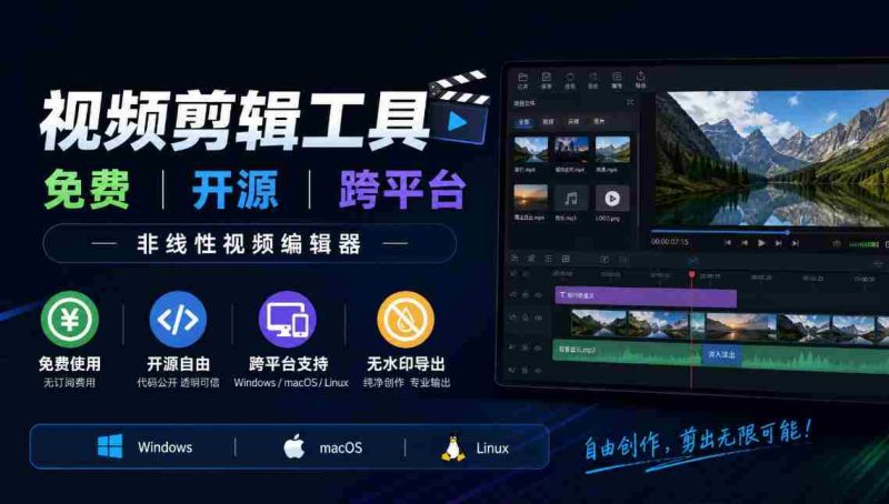 全面开源视频剪辑利器:兼容多系统,零费用使用,支持非线式编辑,适用于Windows、macOS、Linux平台,剪辑无忧水印订阅!-有道网创