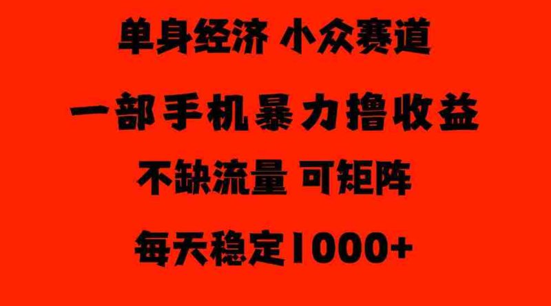 揭秘:长达26年独闯单身经济市场,日均收益500至1000元,流量充沛,冷门领域门槛低,新手也能轻松驾驭-有道网创