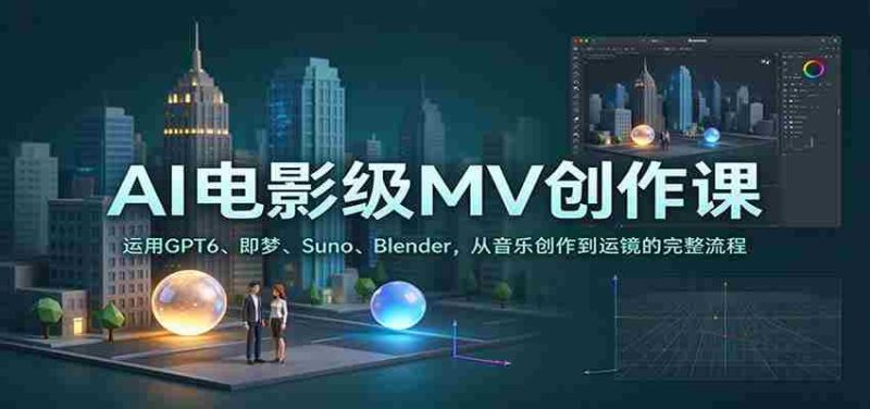AI电影级MV创作课:运用GPT6、即梦、Suno、Blender,从音乐创作到运镜的完整流程-有道网创