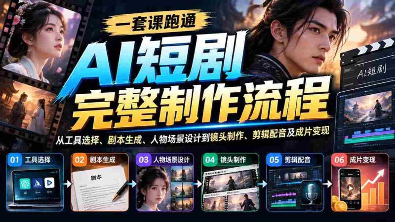 轻松掌握AI短剧全制作流程:从选工具到剧本、角色场景,再到拍摄、剪辑、配音及盈利变现-有道网创