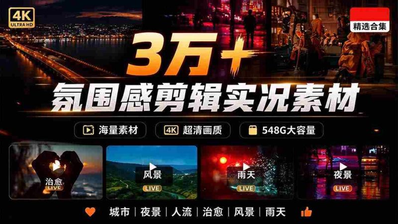 海量高清场景素材,涵盖雨雪夜街,3万+唯美励志短视频,伤感情绪一网打尽,无水印下载随心所欲-有道网创