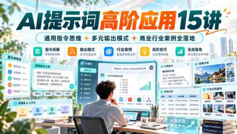 AI提示词高阶应用15讲|通用指令思维+多元输出模式+商业行业案例全落地-有道网创