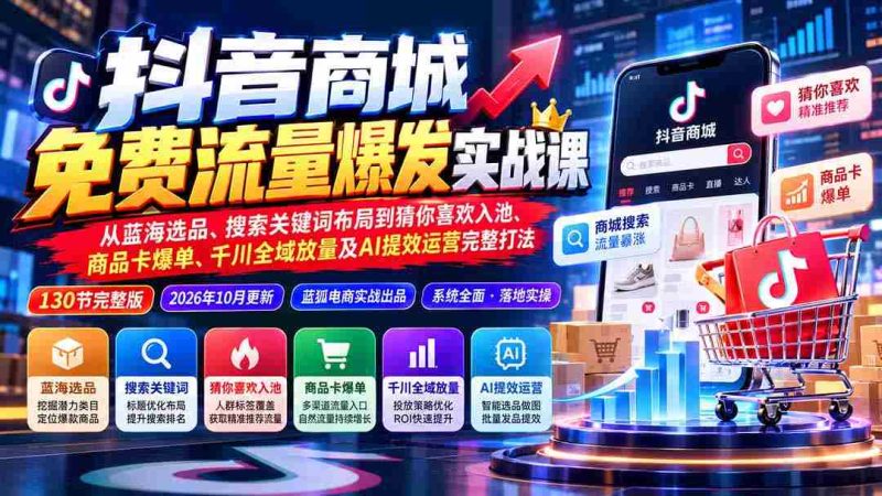 揭秘抖音免费流量攻略:从精准选品到爆品打造,一网打尽关键词优化、AI助力猜你喜欢策略,千川全域投放技巧!-有道网创