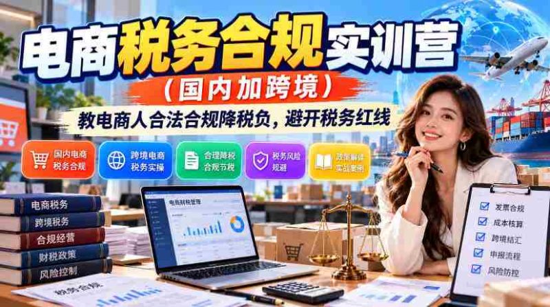 电商税务规范培训营:助力国内跨境电商合法减税,安全绕过税务风险边界-有道网创