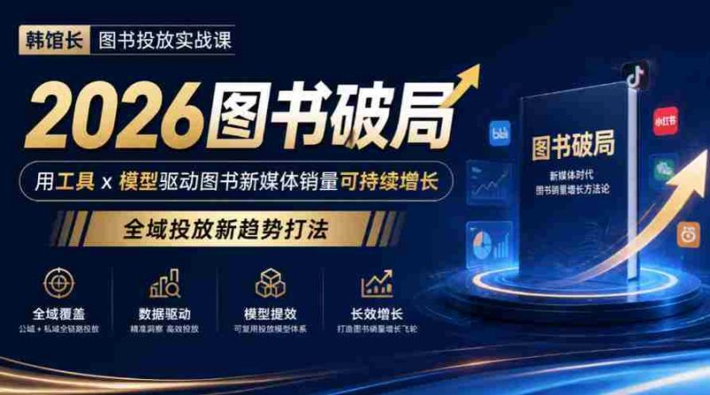 2026年图书市场破局攻略:韩馆长教你用工具与模型引爆新媒体销量,探索全域投放新策略-有道网创