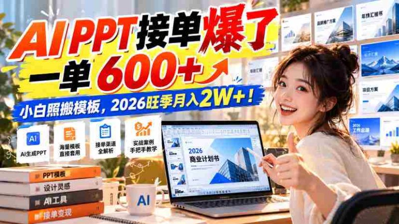 AI幻灯片制作订单热潮涌动,单笔收益超600元,新手轻松复制模板,2026年高峰期月入轻松突破2万!-有道网创