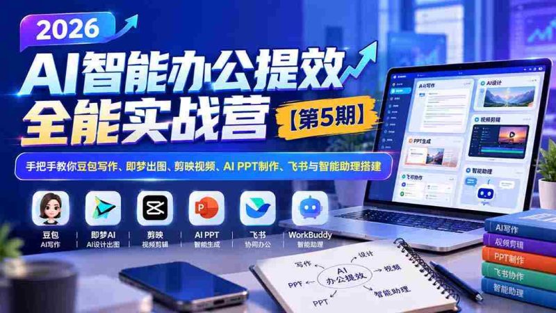 2026智能办公效率加速班第五季——零水印教程:全方位指导豆包文案、梦境成图、剪映视频剪辑、AI PPT制作及飞书智能助手搭建-有道网创