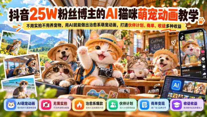 AI助力抖音达人打造25万粉丝萌宠动画:无需实拍与养宠,一招解锁商业盈利新路径-有道网创