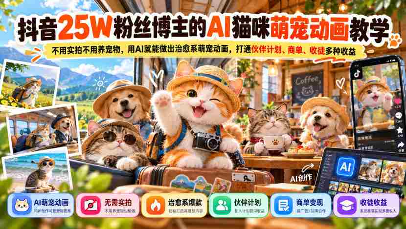 AI助力抖音达人打造25万粉丝萌宠动画：无需实拍与养宠，一招解锁商业盈利新路径-有道网创