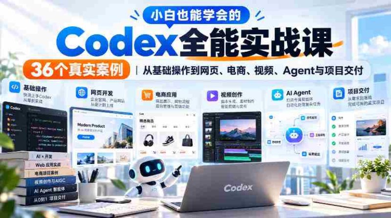 轻松掌握Codex全能技巧,实战解析36个案例,涵盖网页、电商、视频及项目交付全方位攻略-有道网创