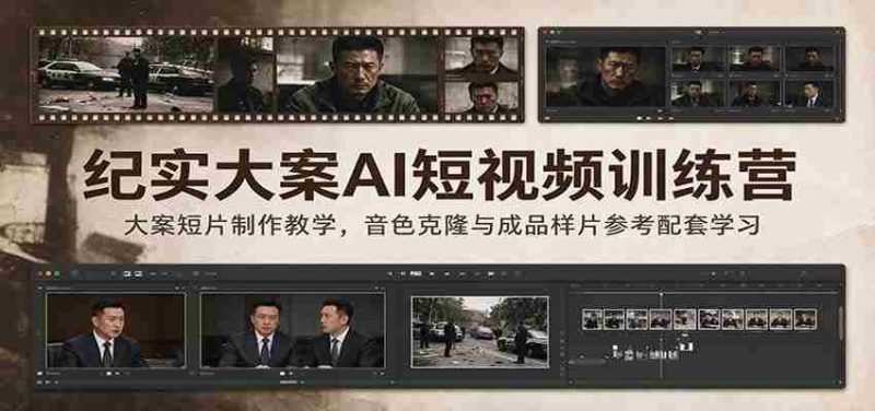 纪实大案AI短视频训练营:大案短片制作教学,音色克隆与成品样片参考配套学习-有道网创