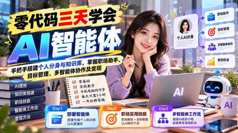 一键上手】三天速成AI智能助手:亲手打造专属分身及知识库,全面解锁职场利器、目标追踪、智能体协同及商业价值-有道网创