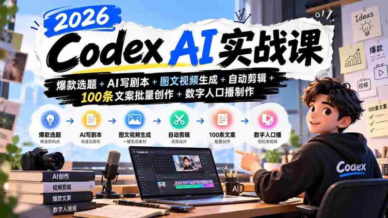 2026年度AI实战教程:打造热门选题、AI剧本创作、图文视频制作、智能剪辑、文案批量生成及数字人配音全方位教学-有道网创