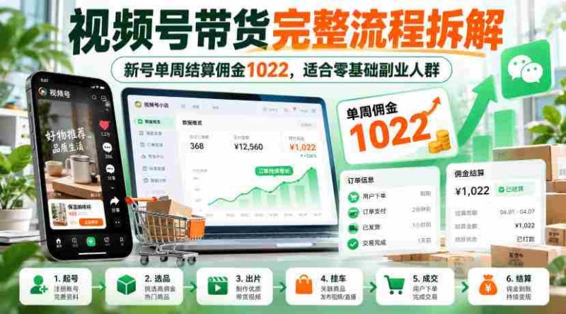 揭秘视频号带货全攻略:新手一周轻松赚千,副业新选择!-有道网创