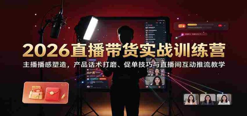 2026带货直播实操班:打造主播魅力,精进话术策略,解锁成交秘诀及直播间引流互动技巧-有道网创