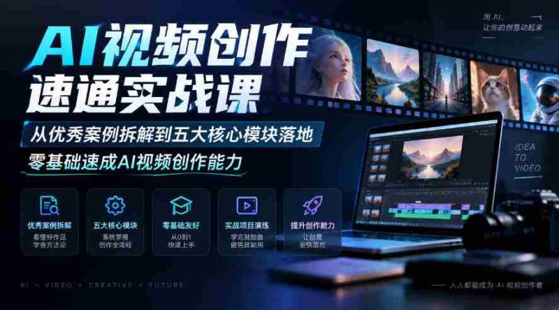 零起点AI视频制作高手训练营:深入剖析顶尖案例,掌握五大关键环节,快速解锁视频创作技巧-有道网创