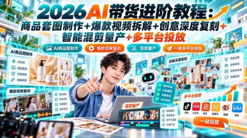 2026年AI助力带货技巧揭秘:商品美图打造+热门视频解析+原创设计深度还原+智能剪辑批量生产+跨平台推广策略-有道网创
