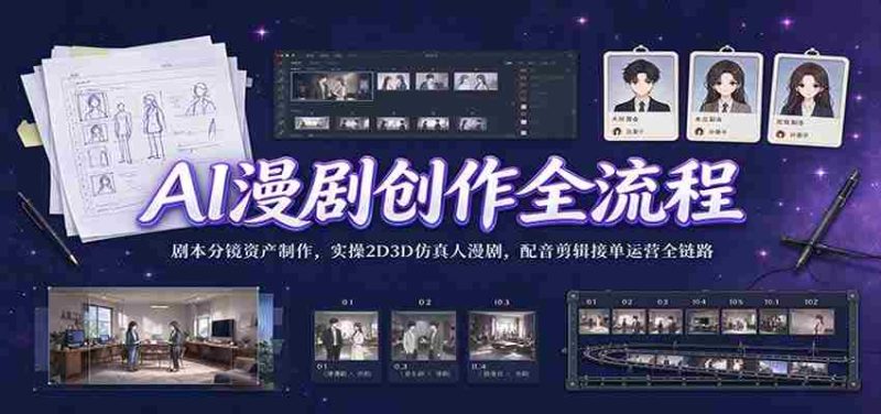 揭秘AI助力下的漫剧制作全过程:从剧本到分镜,再到2D3D仿真人制作,配音剪辑,接单运营,一网打尽全产业链实操技巧-有道网创