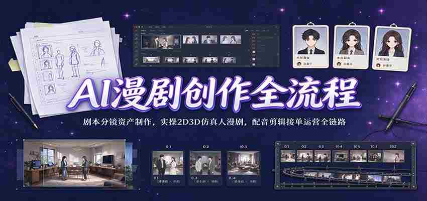 揭秘AI助力下的漫剧制作全过程：从剧本到分镜，再到2D3D仿真人制作，配音剪辑，接单运营，一网打尽全产业链实操技巧-有道网创